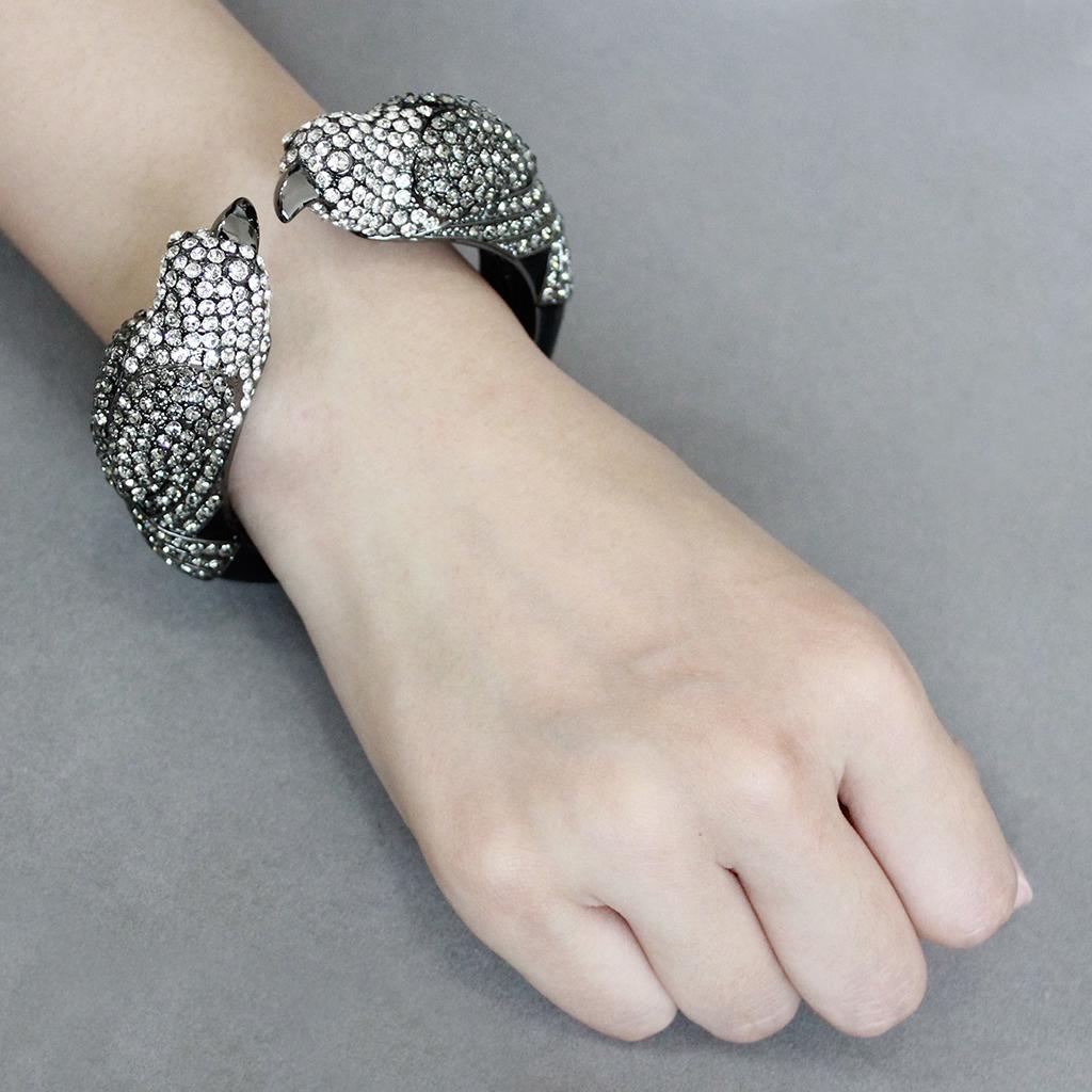 LO4333 - Ruthenium Brass Bangle with Top Grade Crystal in Multi Color