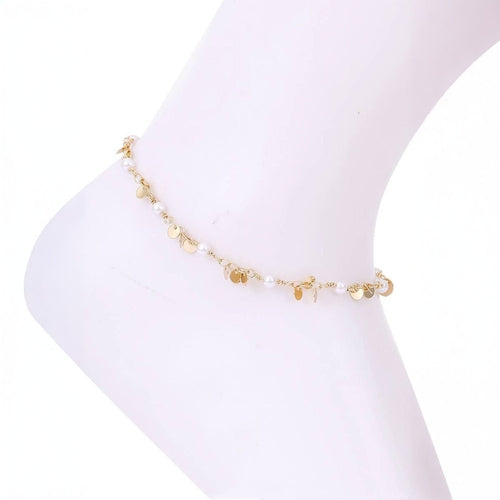 CIRCULAR PENDANT & PEARL TASSEL ANKLET