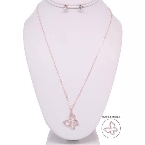 BUTTERFLY PENDANT LONG NECKLACE
