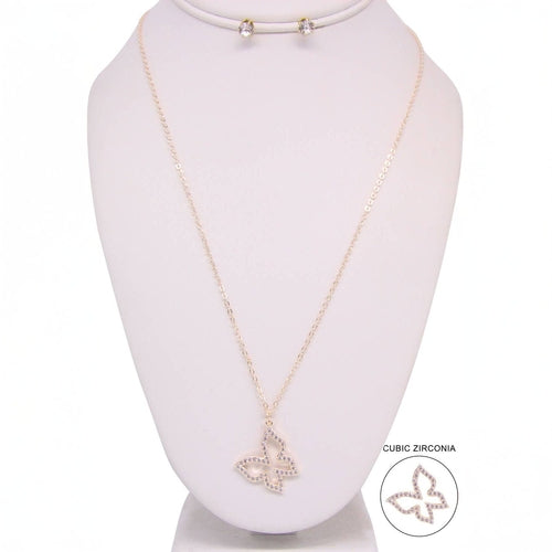 BUTTERFLY PENDANT LONG NECKLACE