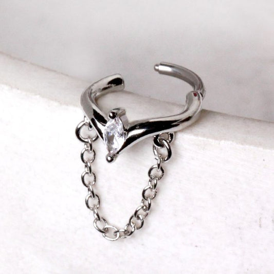 316L Stainless Steel Jeweled Tiara with Chain Clicker Cartilage
