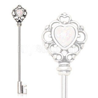 316L Stainless Steel Victorian Heart Key Industrial Barbell with