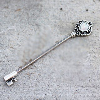 316L Stainless Steel Victorian Heart Key Industrial Barbell with